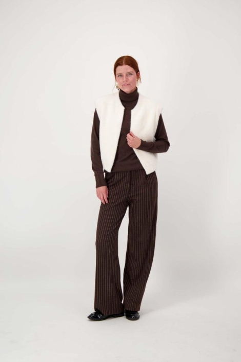 Zusss krijtstreep broek met bandplooi